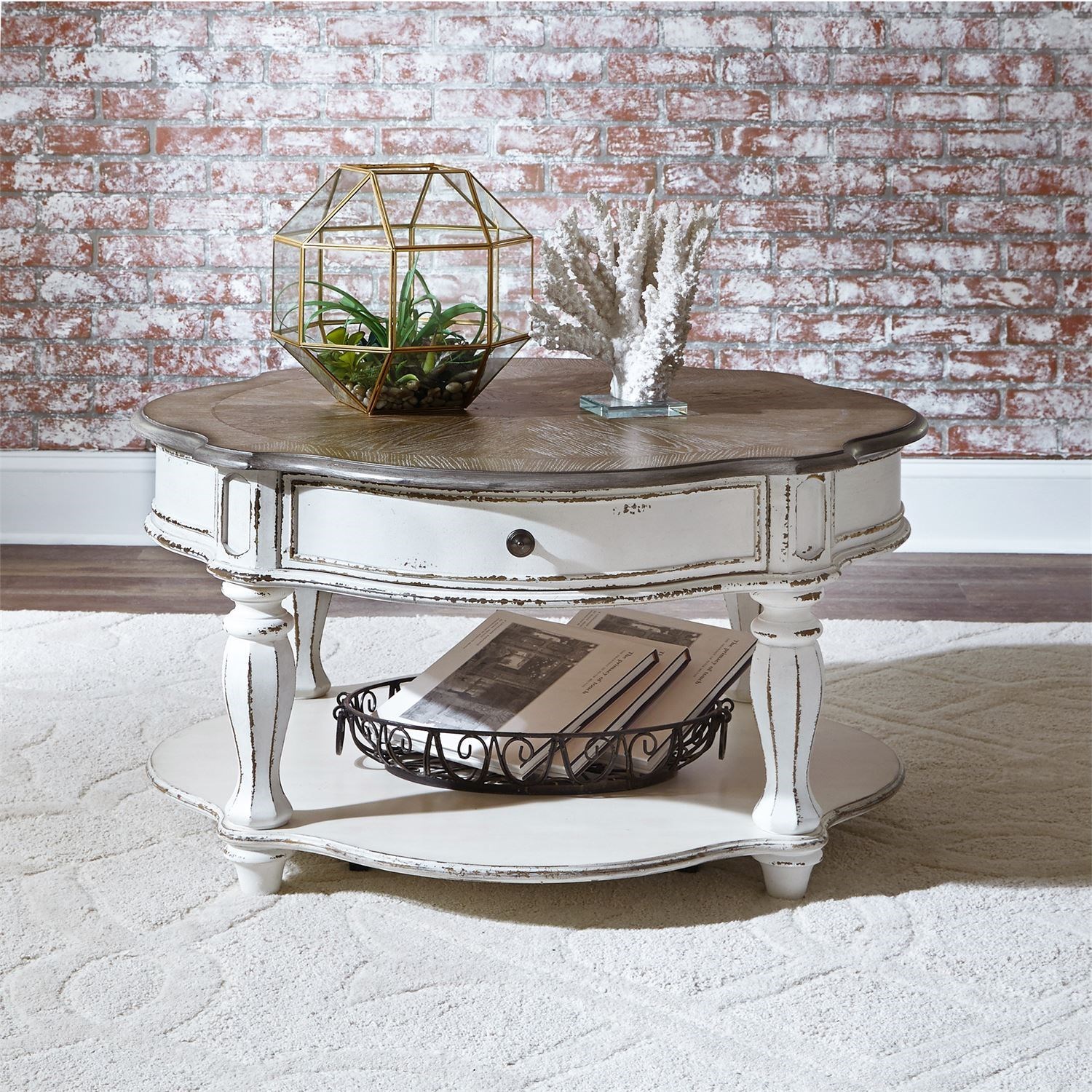 Liberty Furniture Magnolia Manor Round Cocktail Table with Casters